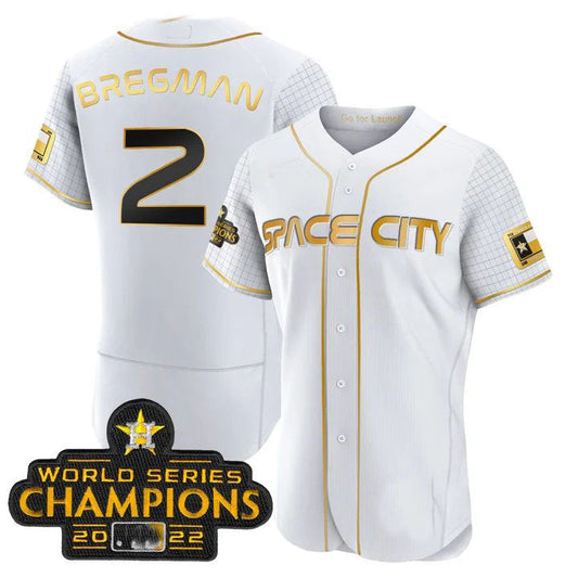 #2 Alex Bregman Houston Astros WHITE 2023 SPACE CITY CHAMPIONS FLEX JERSEY - ALL STITCHED Baseball Jerseys