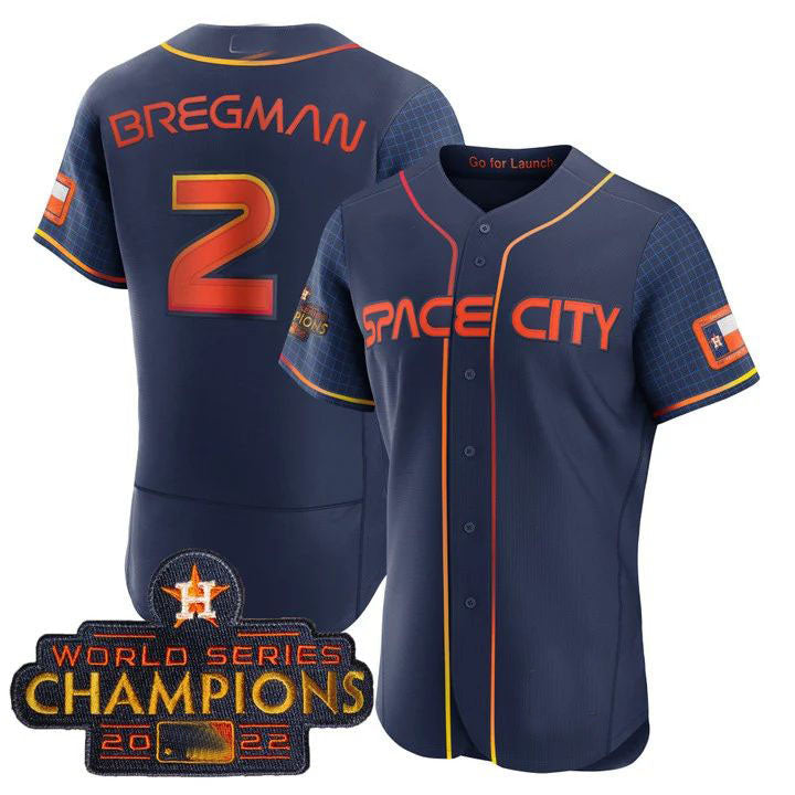 #2 Alex Bregman Houston Astros 2023 SPACE CITY CHAMPIONS FLEX JERSEY ¨C BLHE ALL STITCHED Baseball Jerseys - Main View