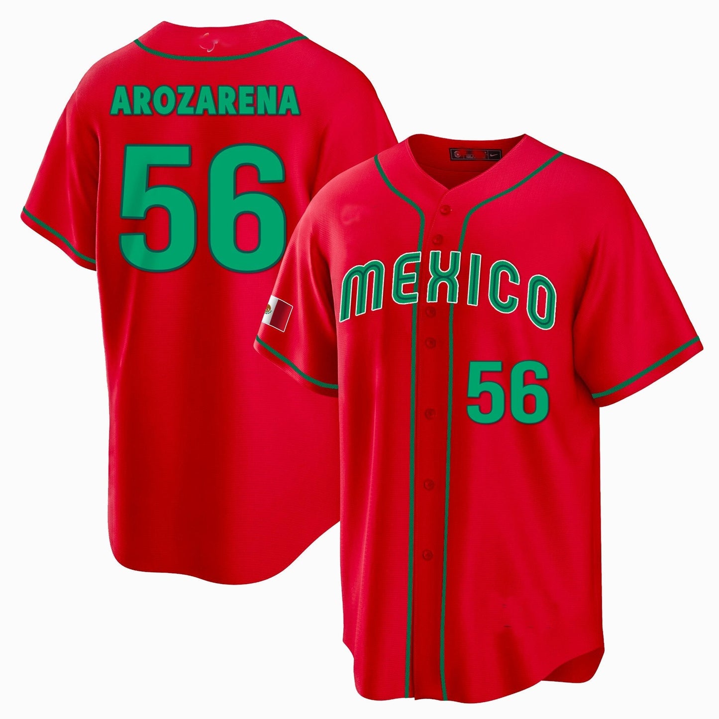 #56 RANDY AROZARENA MEXICO BASEBALL 2023 WORLD BASEBALL CLASSIC REPLICA JERSEY - RED Stitches Baseball Jerseys
