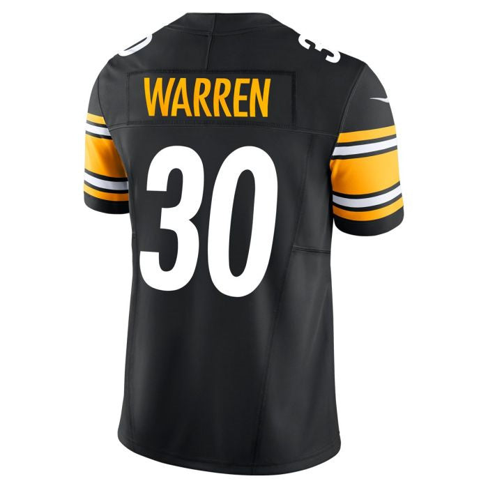 P.Steelers #30 Jaylen Warren Vapor F.U.S.E Limited Home Black Stitched American Football Jerseys - Main View