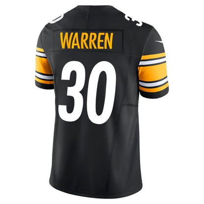 P.Steelers #30 Jaylen Warren Vapor F.U.S.E Limited Home Black Stitched American Football Jerseys - Main View