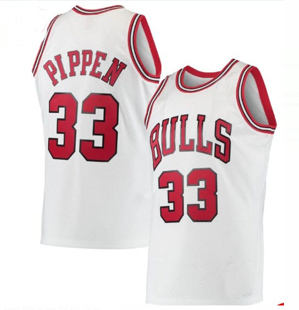 C.Bulls #33 Scottie Pippen White 1997 98 Throwback Stitched Stitched American Basketball Jersey - Main View