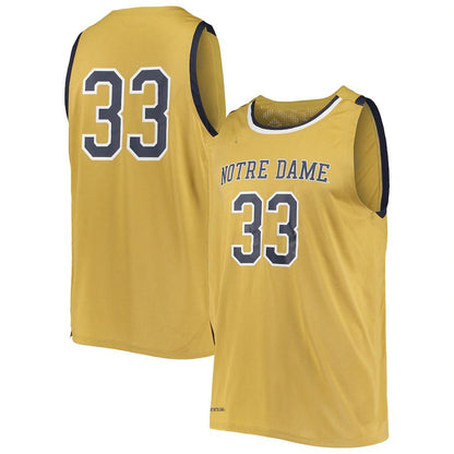 #33 N.Dame Fighting Irish Under Armour College Replica Basketball Jersey  Gold Stitched American College Jerseys - Main View