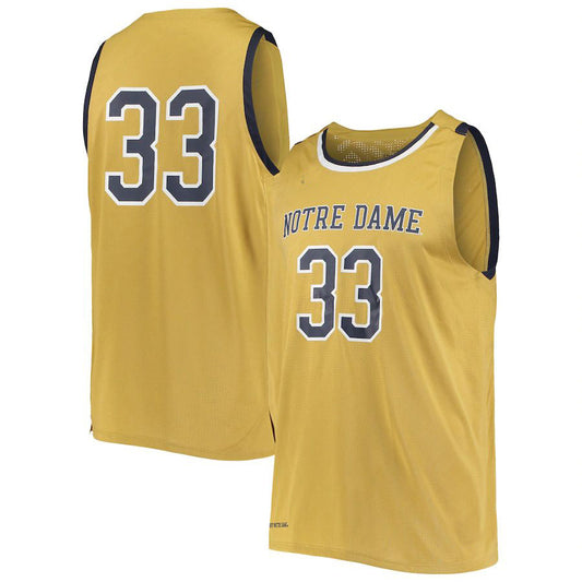 #33 N.Dame Fighting Irish Under Armour College Replica Basketball Jersey  Gold Stitched American College Jerseys - Main View
