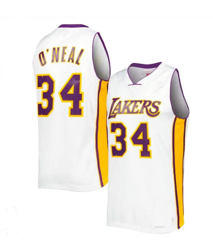 LA.Lakers #34 Shaquille O'Neal Mitchell & Ness Authentic Jersey  Gold Stitched American Basketball Jersey - Main View