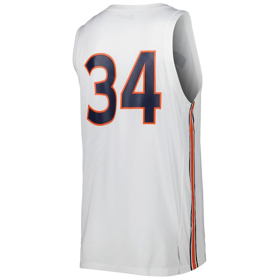 #34 A.Tigers Under Armour Replica Basketball Jersey - White Stitched American College Jerseys - Main View