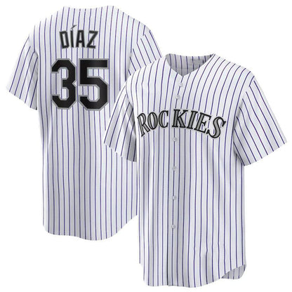 Colorado Rockies #35 Elias D¨ªaz White Home Replica Player Name Jersey Baseball Jerseys - Main View