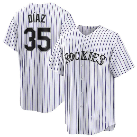 Colorado Rockies #35 Elias D¨ªaz White Home Replica Player Name Jersey Baseball Jerseys - Main View