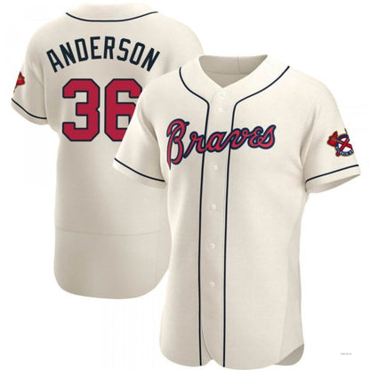 Atlanta Braves #36 Ian Anderson Cream Alternate Jersey Stitches Baseball Jerseys - Main View