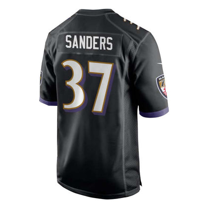 B.Ravens #37 Deion Sanders Black Alternate Game Player Jersey Stitched American Football Jerseys - Main View