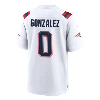 NE.Patriots #0 Christian Gonzalez White Game Jersey Stitched American Football Jerseys - Main View