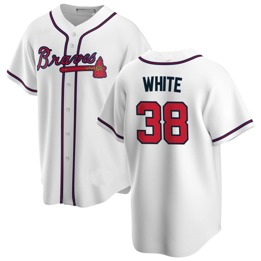 Atlanta Braves #38 Eli White White Alternate Authentic Player Jersey Stitches Baseball Jerseys - Main View