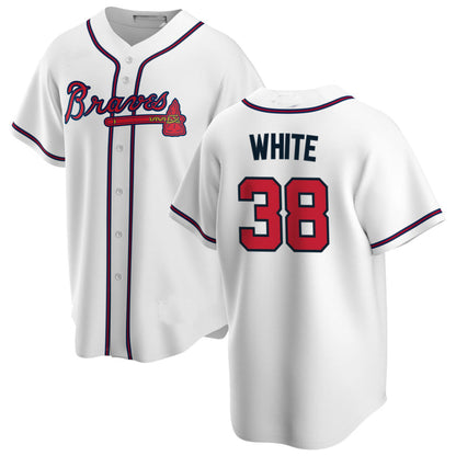 Atlanta Braves #38 Eli White White Alternate Authentic Player Jersey Stitches Baseball Jerseys - Main View