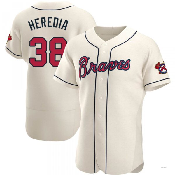 Atlanta Braves #38 Guillermo Heredia Cream Alternate Jersey Stitches Baseball Jerseys - Main View