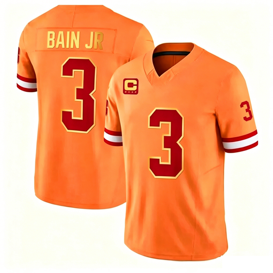 TB.Buccaneers #3 Rueben Bain Jr. Throwback Game Jersey - Orange Stitched American Football Jerseys - Main View