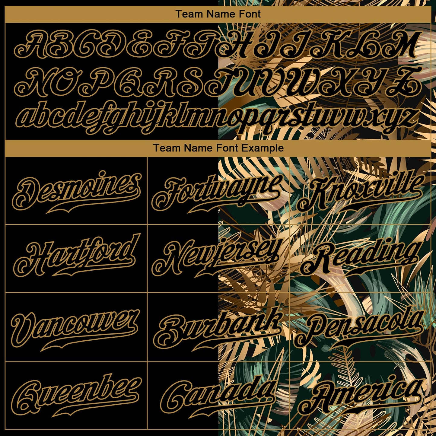 Custom 3D Pattern Design Golden And Green Tropical Leaves In The Style Of Jungle And Hawaii Authentic Baseball Jersey view 4