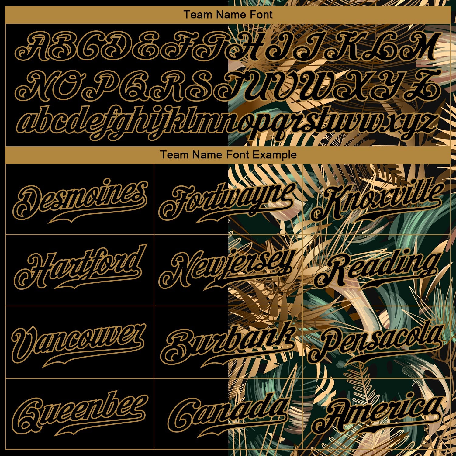 Custom 3D Pattern Design Golden And Green Tropical Leaves In The Style Of Jungle And Hawaii Authentic Baseball Jersey view 4