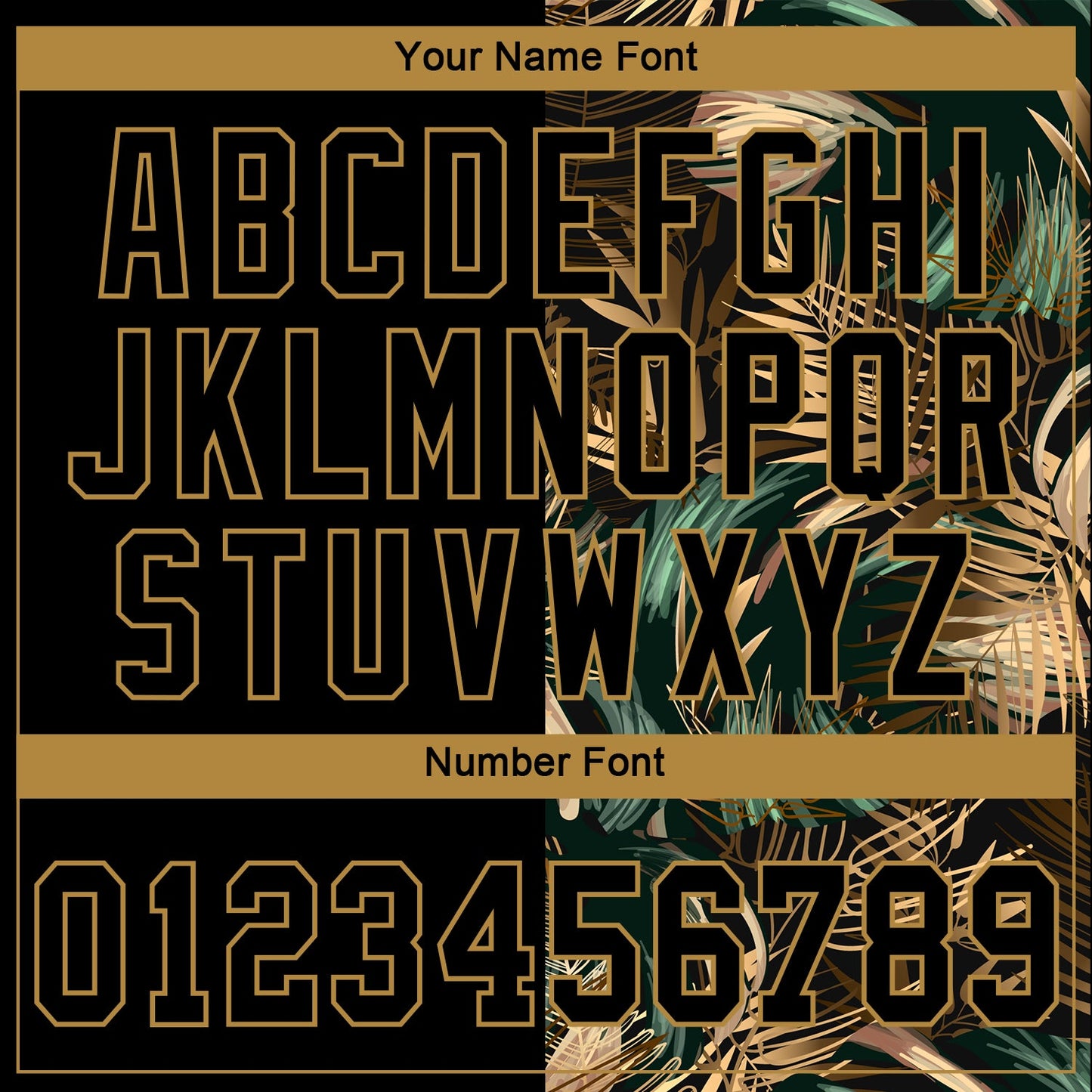 Custom 3D Pattern Design Golden And Green Tropical Leaves In The Style Of Jungle And Hawaii Authentic Baseball Jersey view 5