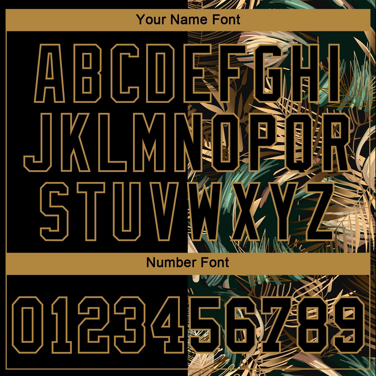 Custom 3D Pattern Design Golden And Green Tropical Leaves In The Style Of Jungle And Hawaii Authentic Baseball Jersey view 5