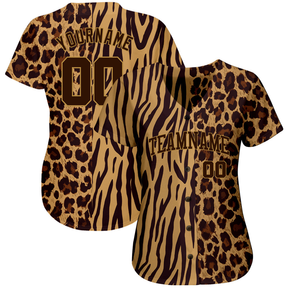 Custom 3D Pattern Design Leopard Skin Zebra Stripe Authentic Baseball Jersey view 2
