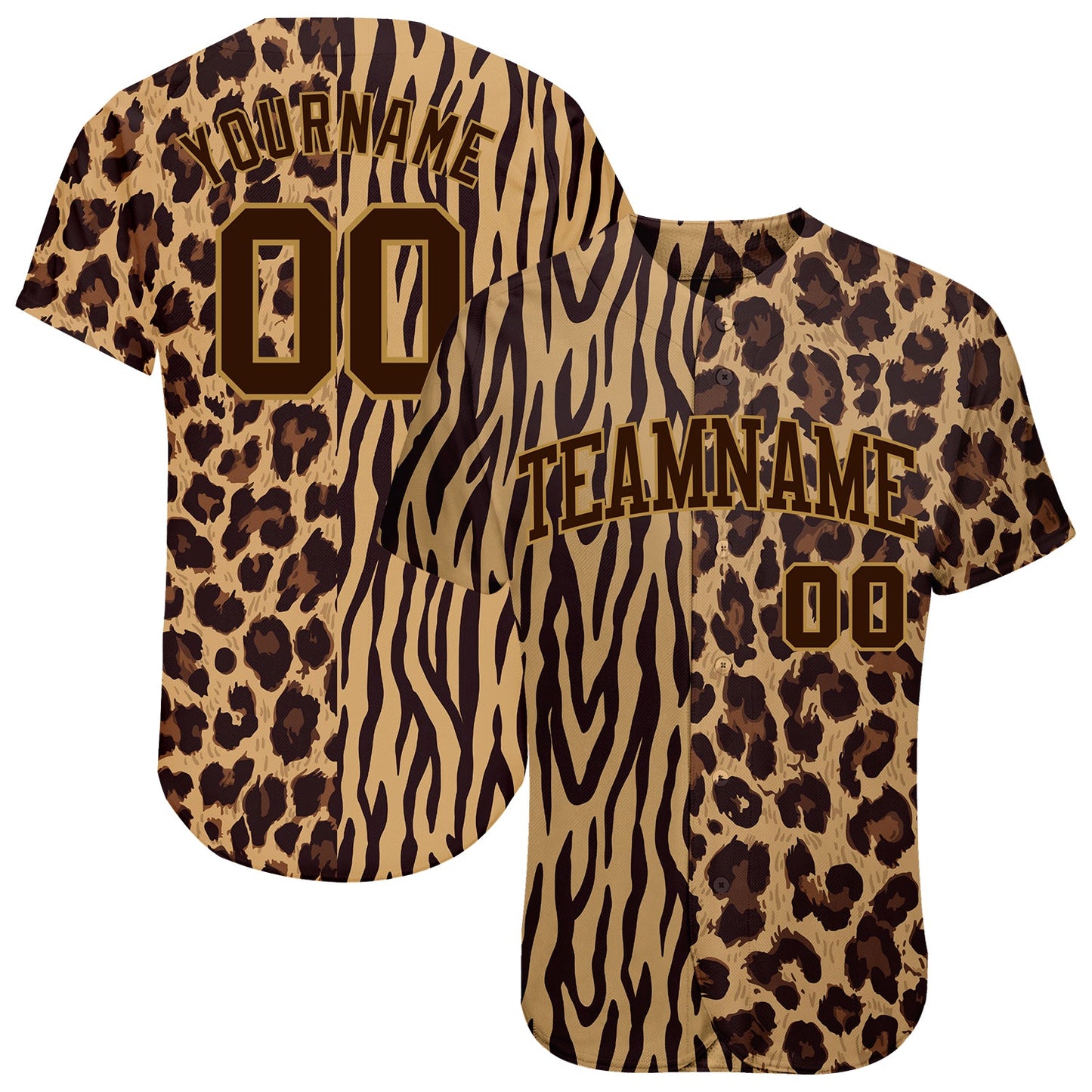 Custom 3D Pattern Design Leopard Skin Zebra Stripe Authentic Baseball Jersey - Main View