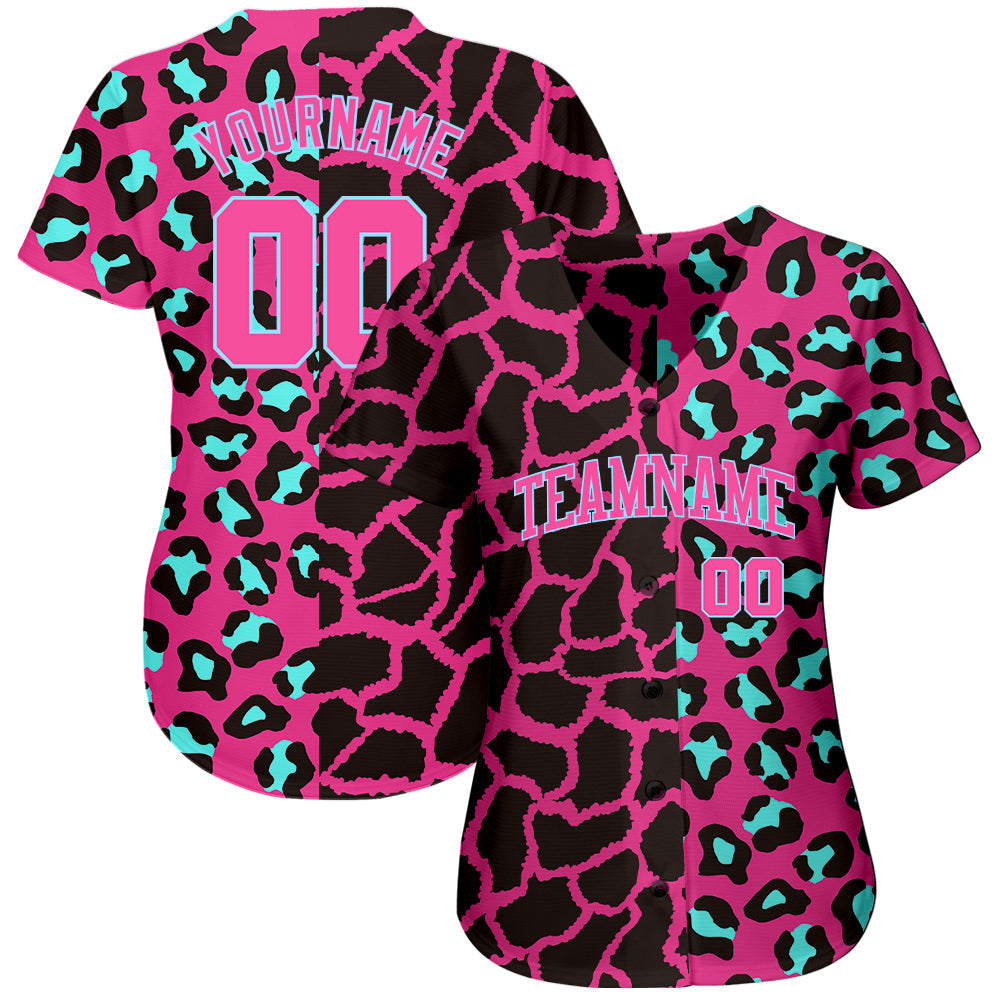 Custom 3D Pattern Design Leopard Authentic Baseball Jersey view 2
