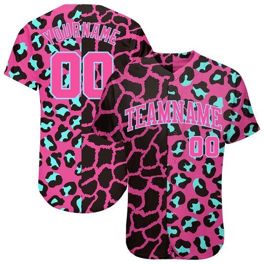 Custom 3D Pattern Design Leopard Authentic Baseball Jersey - Main View