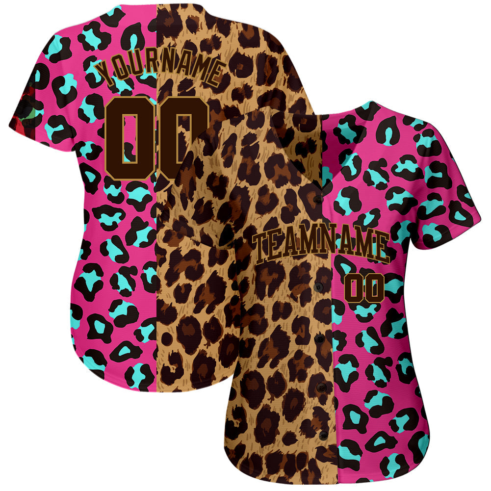Custom 3D Pattern Design Leopard Authentic Baseball Jersey view 2