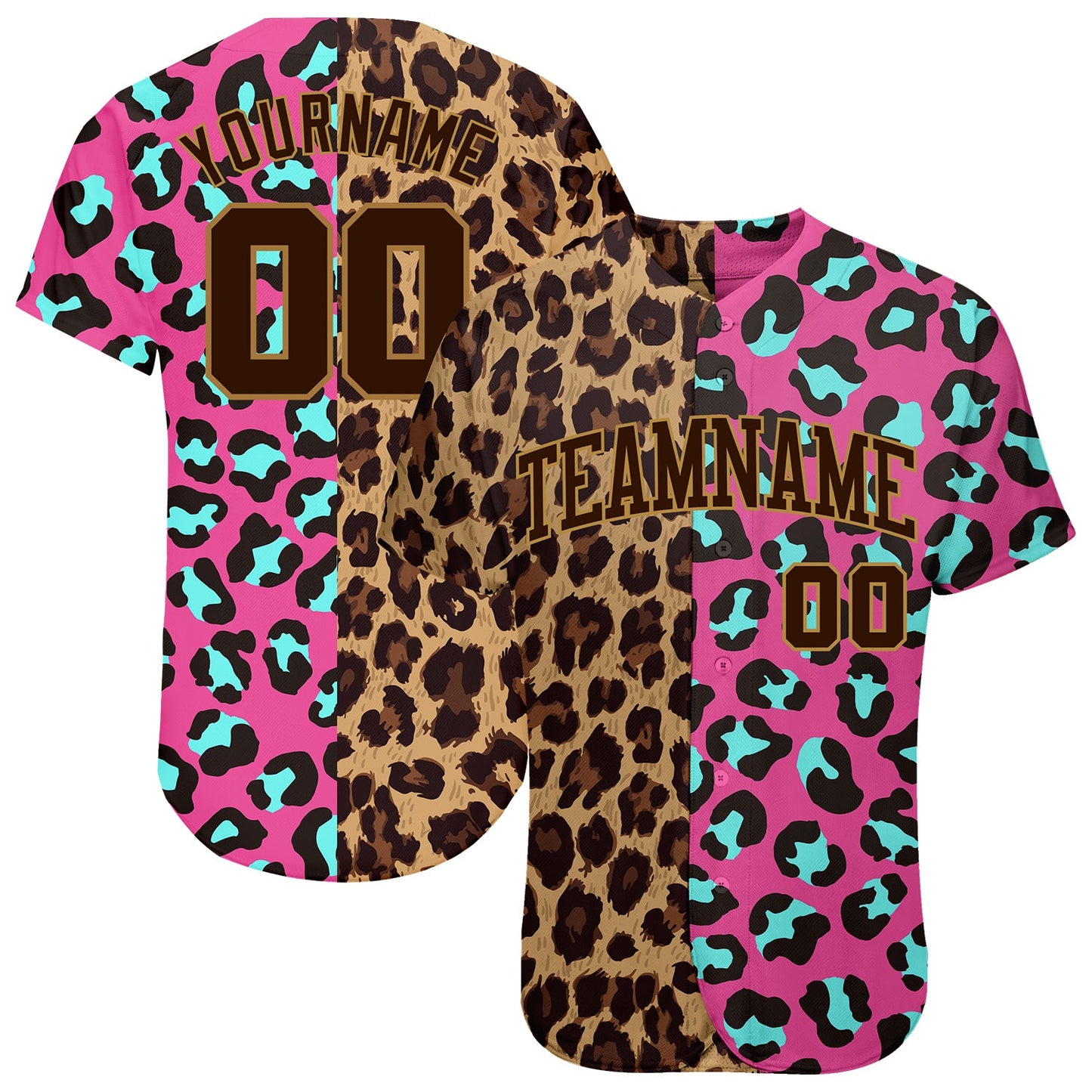 Custom 3D Pattern Design Leopard Authentic Baseball Jersey - Main View