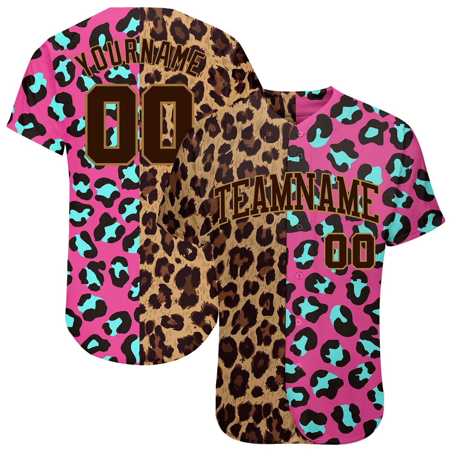 Custom 3D Pattern Design Leopard Authentic Baseball Jersey - Main View