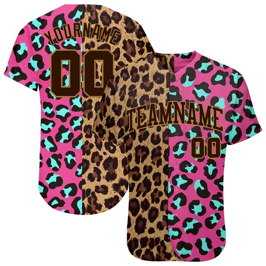 Custom 3D Pattern Design Leopard Authentic Baseball Jersey - Main View