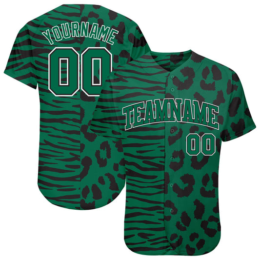 Custom 3D Pattern Design Leopard Skin Zebra Stripe Authentic Baseball Jersey - Main View
