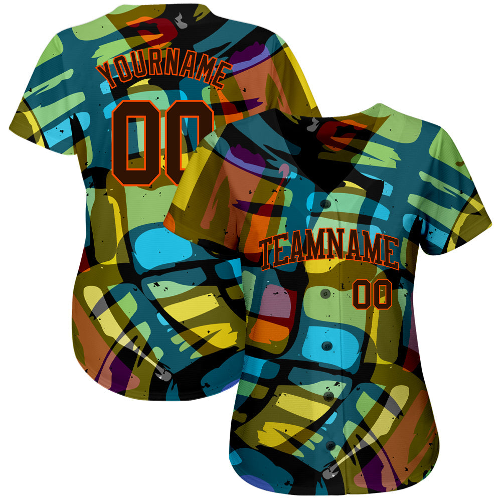 Custom 3D Pattern Design Abstract Graffiti Authentic Baseball Jersey view 2
