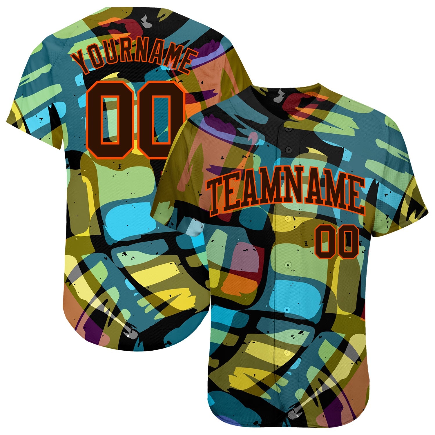 Custom 3D Pattern Design Abstract Graffiti Authentic Baseball Jersey - Main View