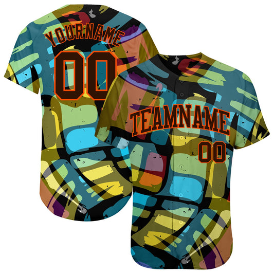 Custom 3D Pattern Design Abstract Graffiti Authentic Baseball Jersey - Main View