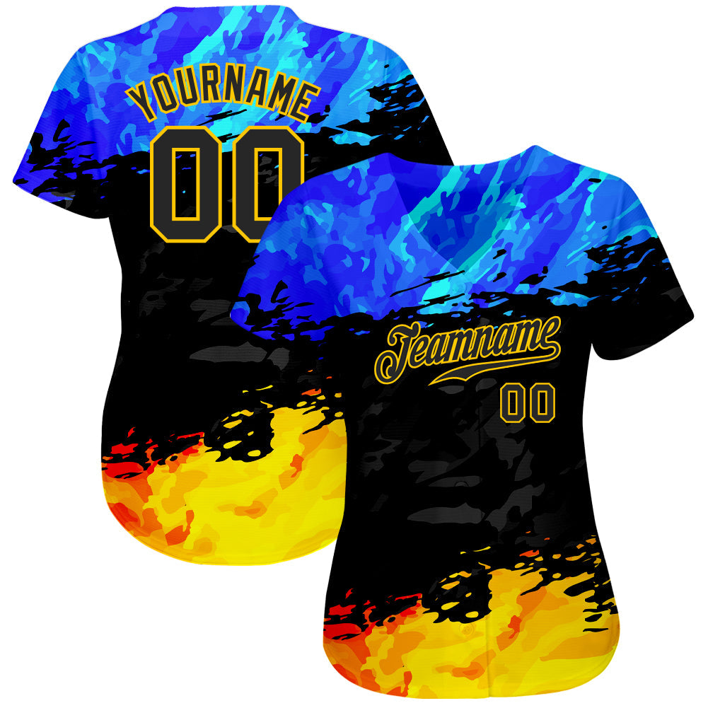 Custom 3D Pattern Design Fade Authentic Baseball Jersey view 2