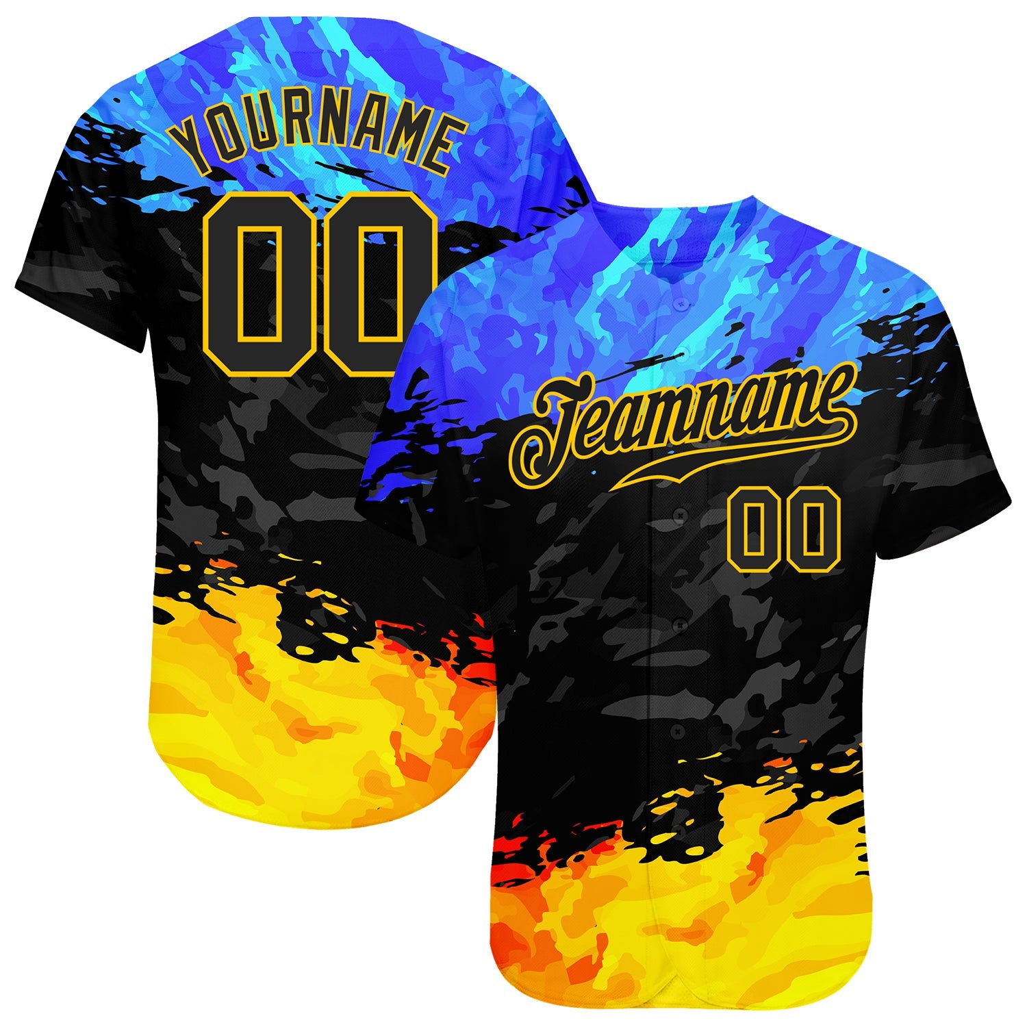 Custom 3D Pattern Design Fade Authentic Baseball Jersey - Main View