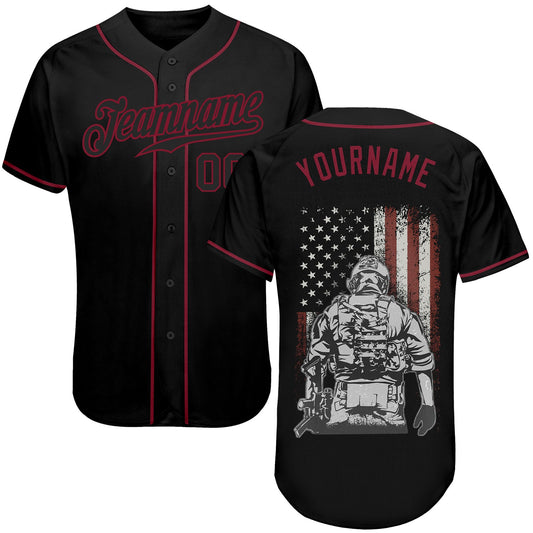 Custom 3D Pattern Design American Soldier Battlefield Authentic Baseball Jersey - Main View