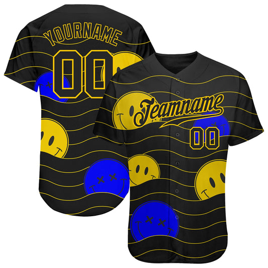 Custom 3D Pattern Design Smile Emoji Authentic Baseball Jersey - Main View