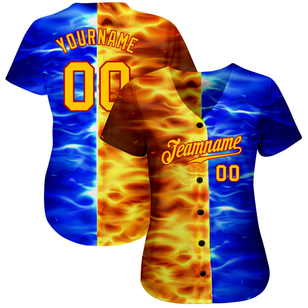 Custom 3D Pattern Design Flame Burning Red Hot Sparks BBQ Season Authentic Baseball Jersey view 2
