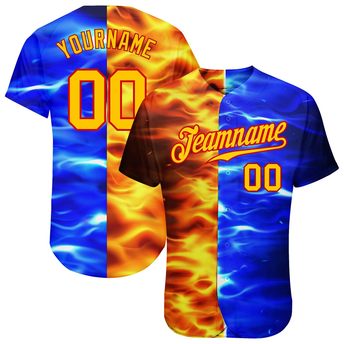 Custom 3D Pattern Design Flame Burning Red Hot Sparks BBQ Season Authentic Baseball Jersey - Main View