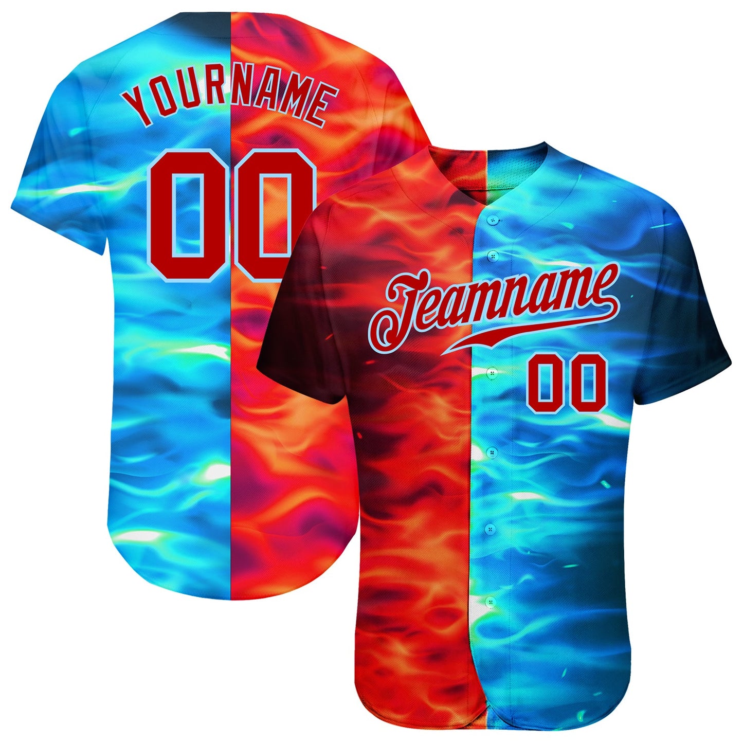 Custom 3D Pattern Design Flame Burning Red Hot Sparks BBQ Season Authentic Baseball Jersey - Main View