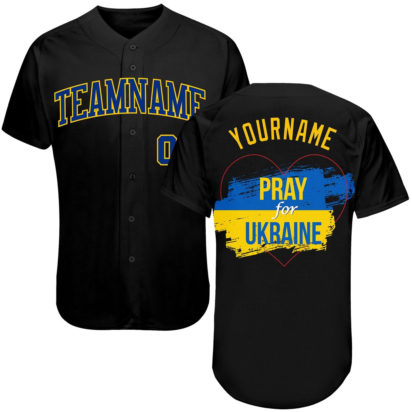 Custom 3D Pattern Design Pray For Ukraine Peace Authentic Baseball Jersey - Main View