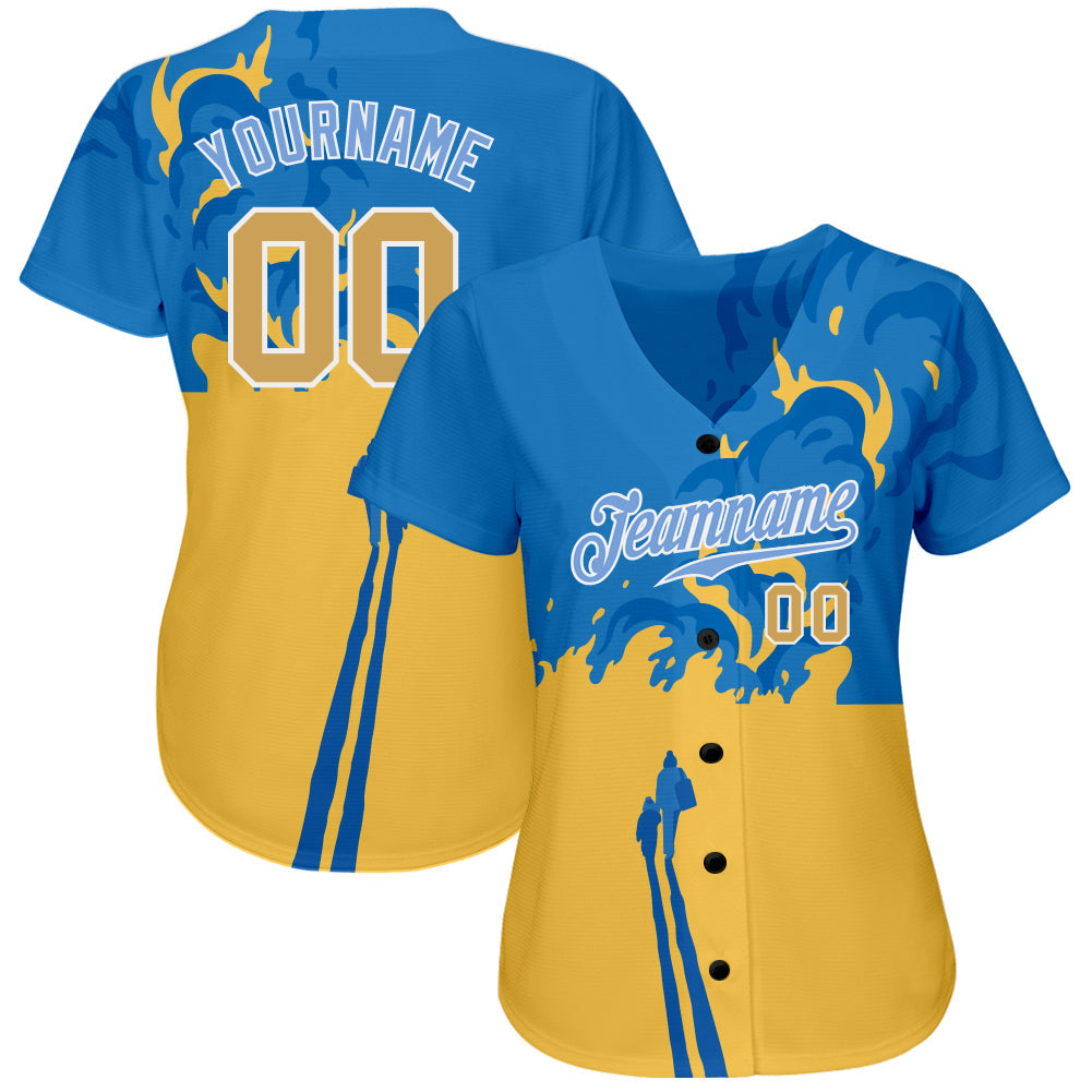 Custom 3D Pattern Design Stop War In Ukraine Authentic Baseball Jersey view 2