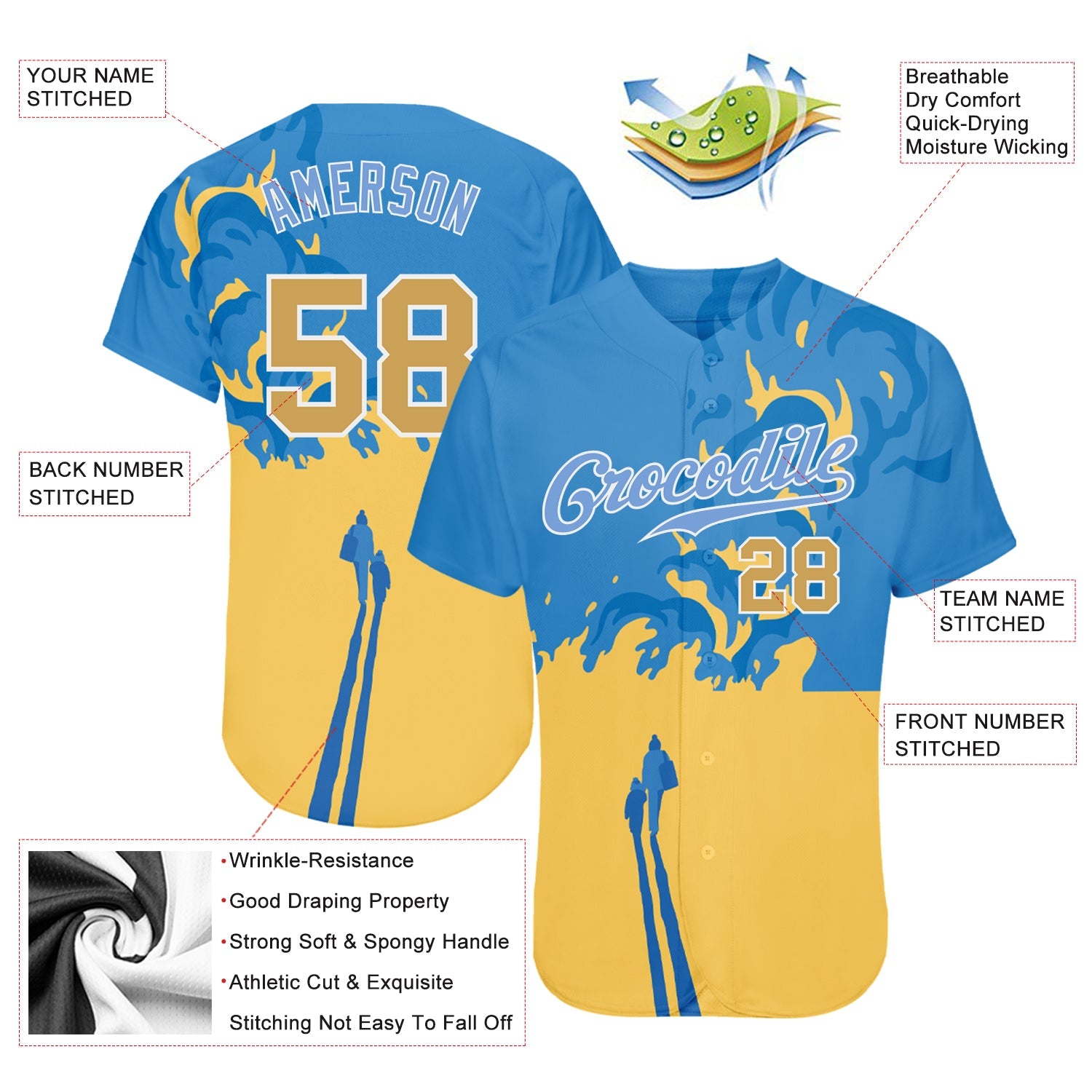 Custom 3D Pattern Design Stop War In Ukraine Authentic Baseball Jersey view 3