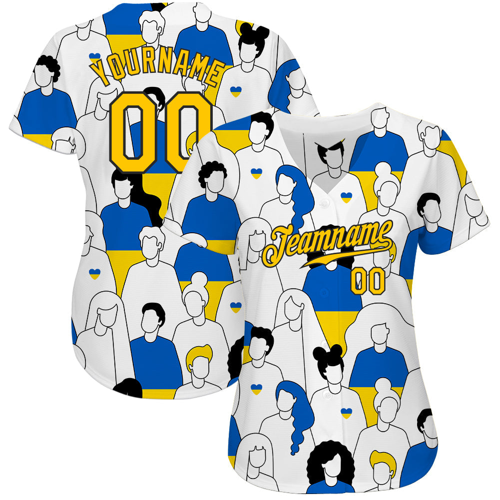 Custom 3D Pattern Design Patriot Of Ukraine Authentic Baseball Jersey view 2
