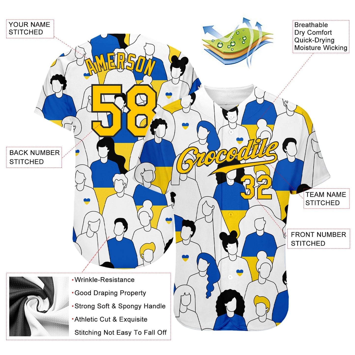 Custom 3D Pattern Design Patriot Of Ukraine Authentic Baseball Jersey view 3