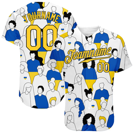 Custom 3D Pattern Design Patriot Of Ukraine Authentic Baseball Jersey - Main View