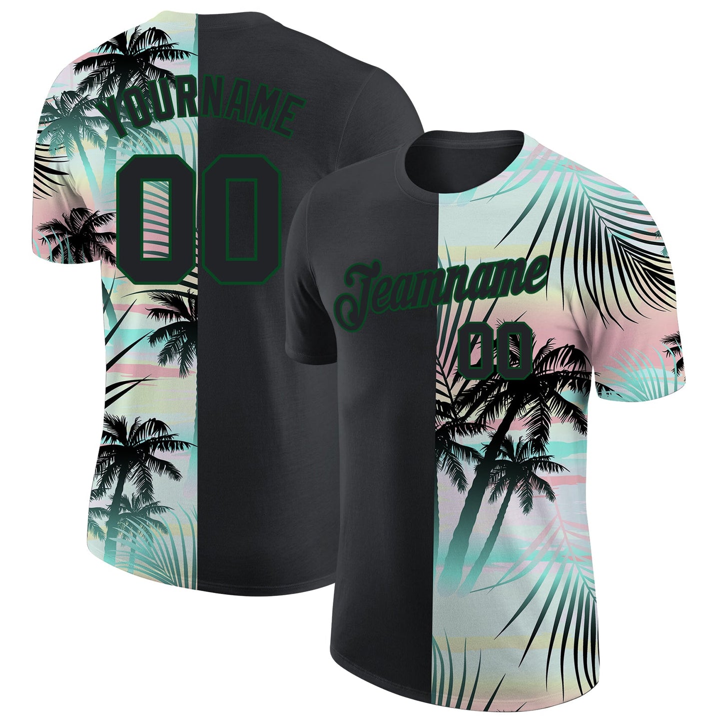 Custom 3D Pattern Design Tropical Hawaii Palm Leaves Performance T-Shirt - Main View