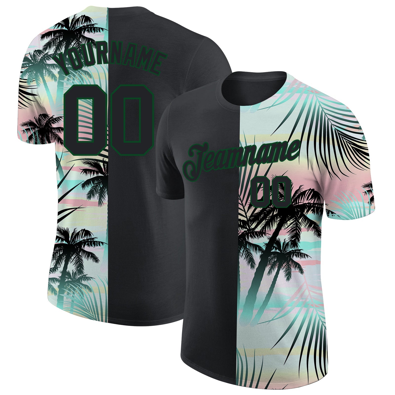 Custom 3D Pattern Design Tropical Hawaii Palm Leaves Performance T-Shirt - Main View